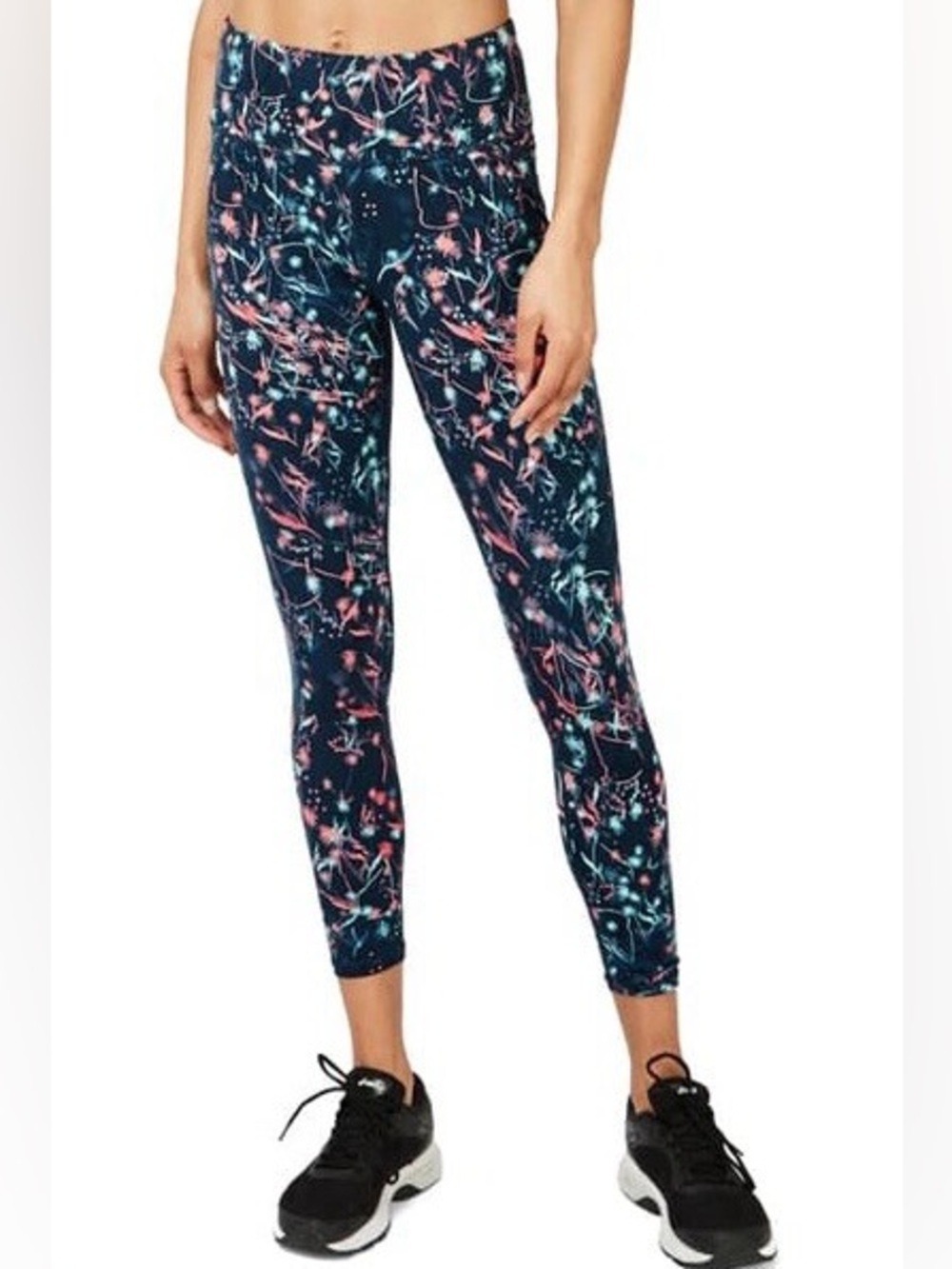 Sweaty Betty Power Workout Leggings Beetle Blue Mystical Floral Medium EUC